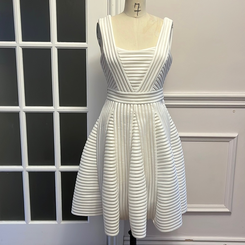 MAJE stripped mesh jersey dress